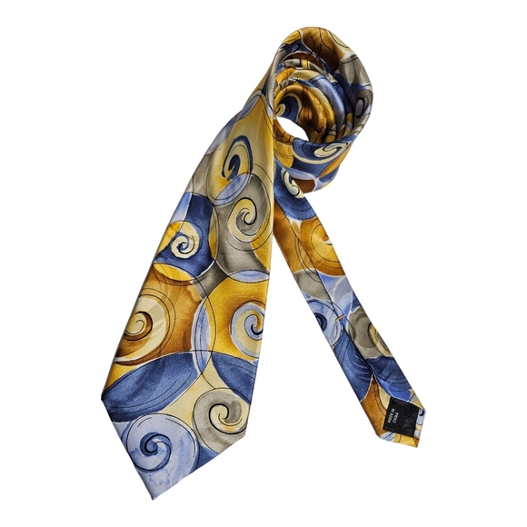 J. GARCIA Yellow/Blue Art Silk DESIGNER Tie - Picture 1 of 4
